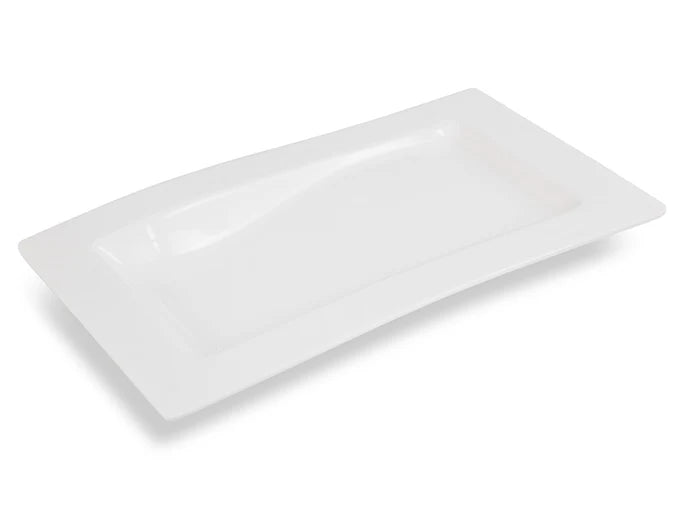Large Rectangle Melamine Platter White - Wavy 57cm / 22.5"