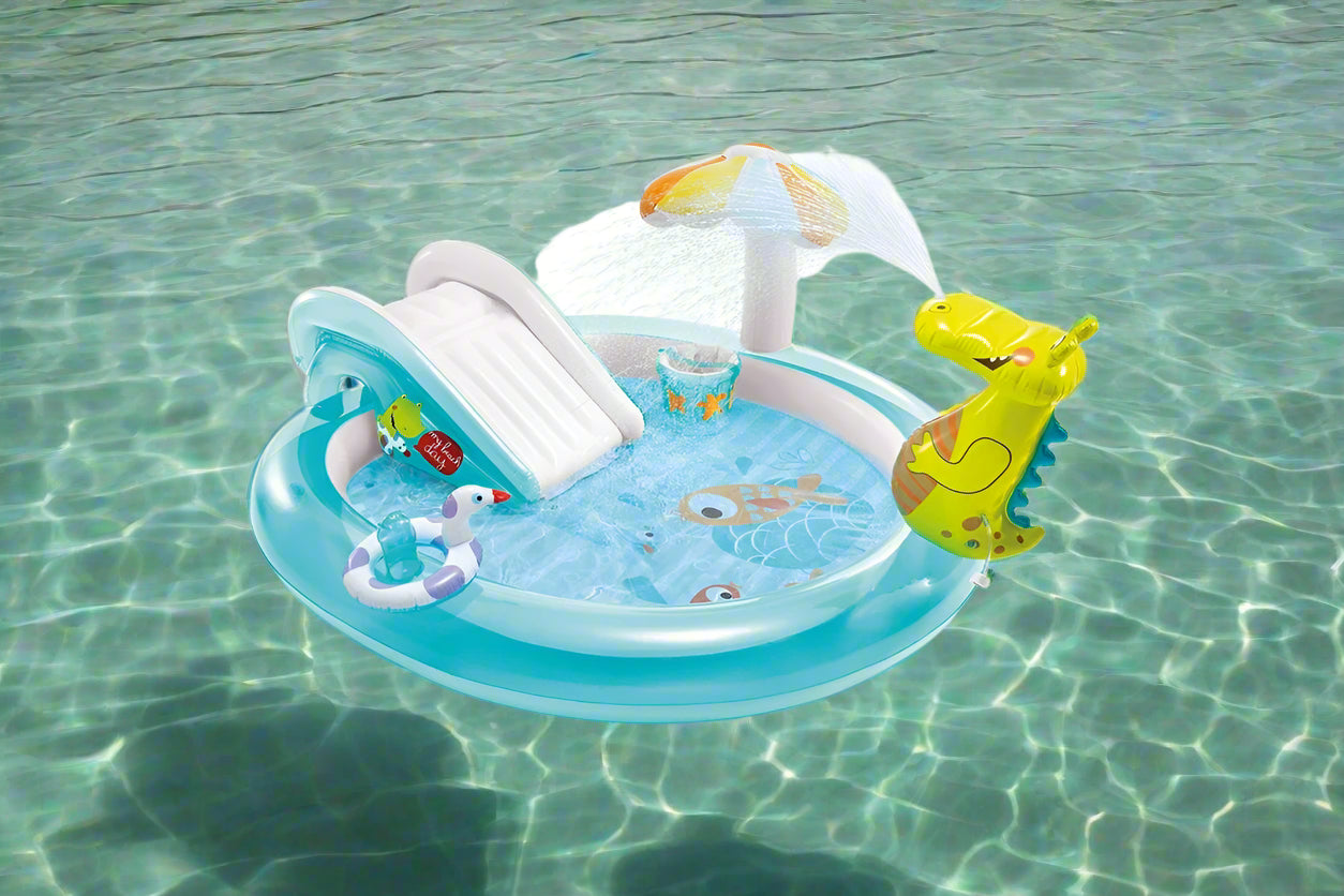 Intex 2.01m Gator Kids Water Slide Spray Play Centre Inflatable Swimming Pool