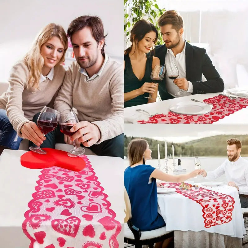 Valentines Day Lace Table Runner