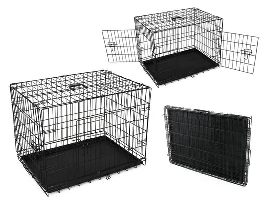 76cm Folding Crate Pet Cage with Floor Tray Black 76cmx52x58cm