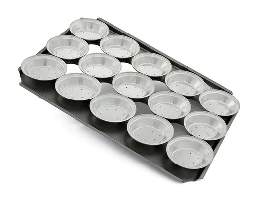 16" Pie Baking Tray - 15x Oval 13cm x 3cm Deep Pies Commercial S/S Self Cutting