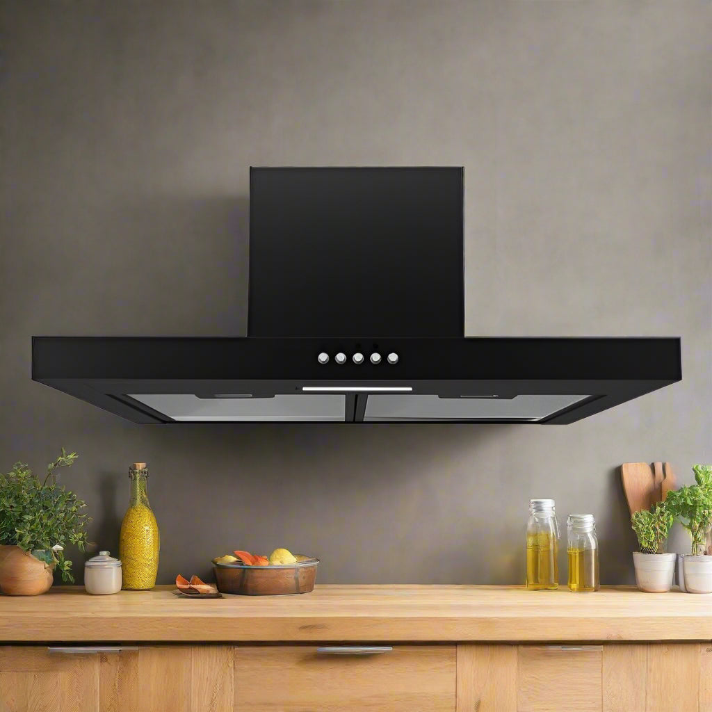 60cm T-Shape Cooker Rangehood 65W - 3 Speed - Black - MIDEA