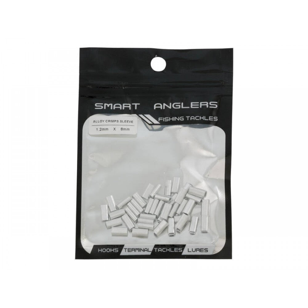 Pack of 35 - 1.2mm x 8mm Alloy Crimps Sleeve - Smart Anglers Fishing Tackle