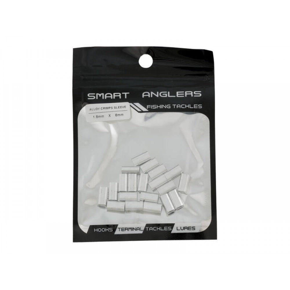 Pack of 20 - 1.8mm x 8mm Alloy Crimps Sleeve - Smart Anglers Fishing Tackle