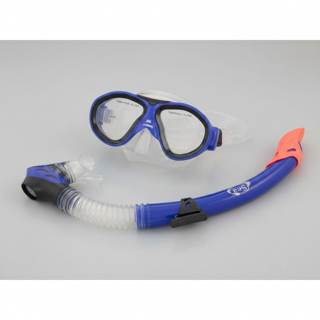 Mask and Snorkel Dive Set Silicon Blue - Junior