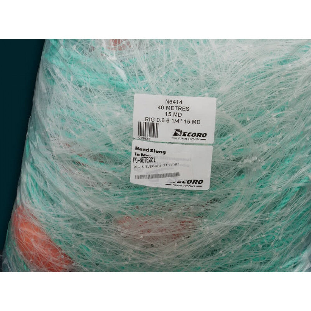 40m Rig & Elephant Fish Net | 0.60 Mono 6 1/4" Inch - 15MD