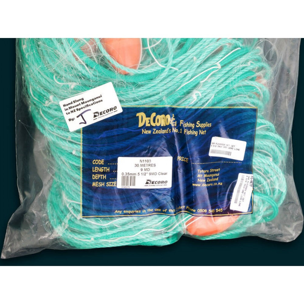 30m Marlborough Flounder Set Net | 0.35 Mono 5 1/2" Inch - 9MD - Lead Line