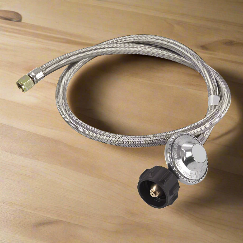 1/4" LPG Gas Regulator + 1.5m Braided Stainless Steel Hose
