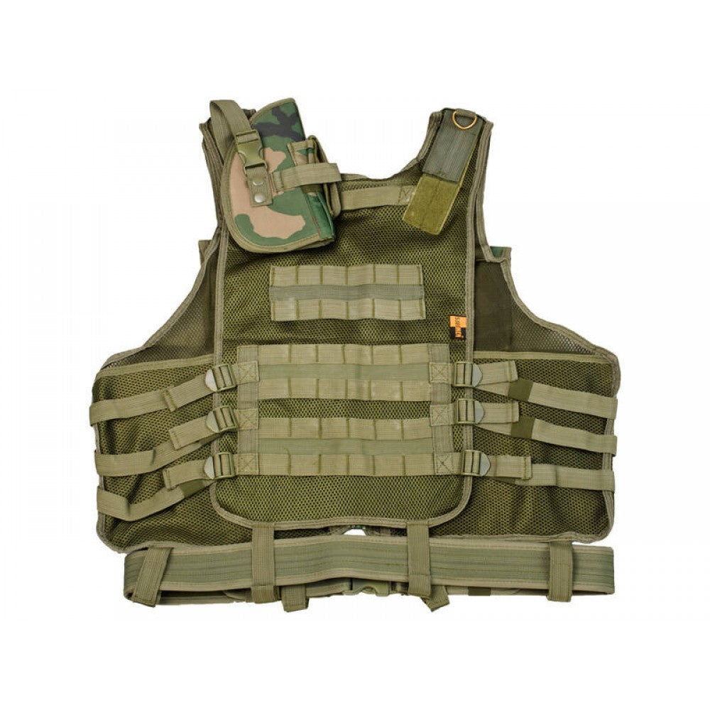Camo Hunting Shooting Vest with Pistol Holster