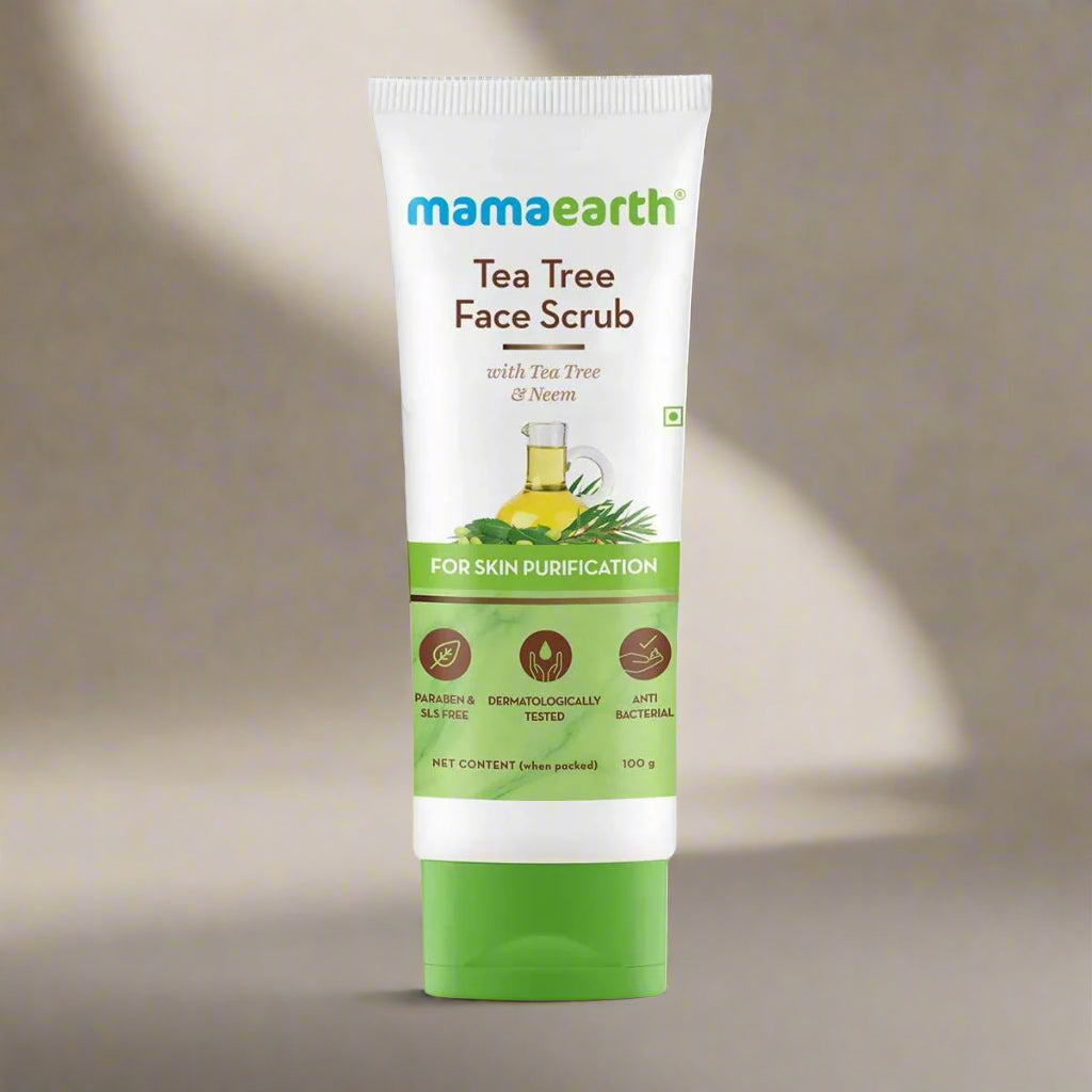 Mamaearth Tea Tree Face Scrub with Tea Tree and Neem for Skin Purification - 100g