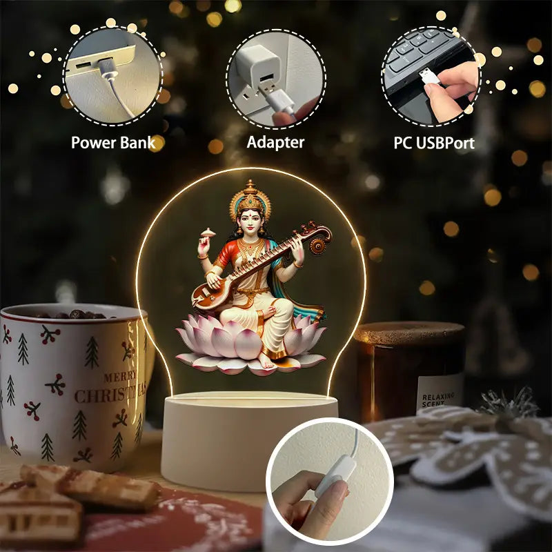 1pc Hindu Goddess of Wisdom Saraswati LED Night Light