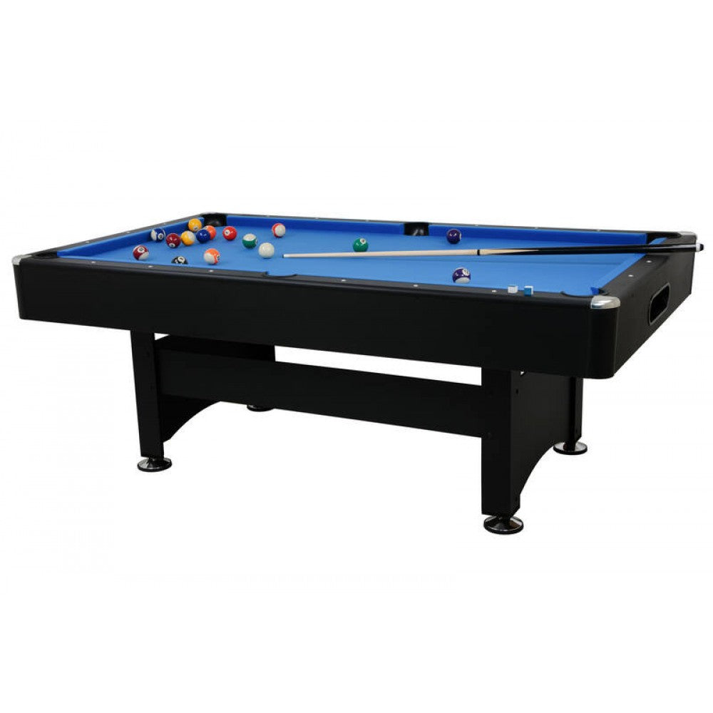 7ft Pool Table with Auto Ball Return, Balls & Cues - Black / Blue