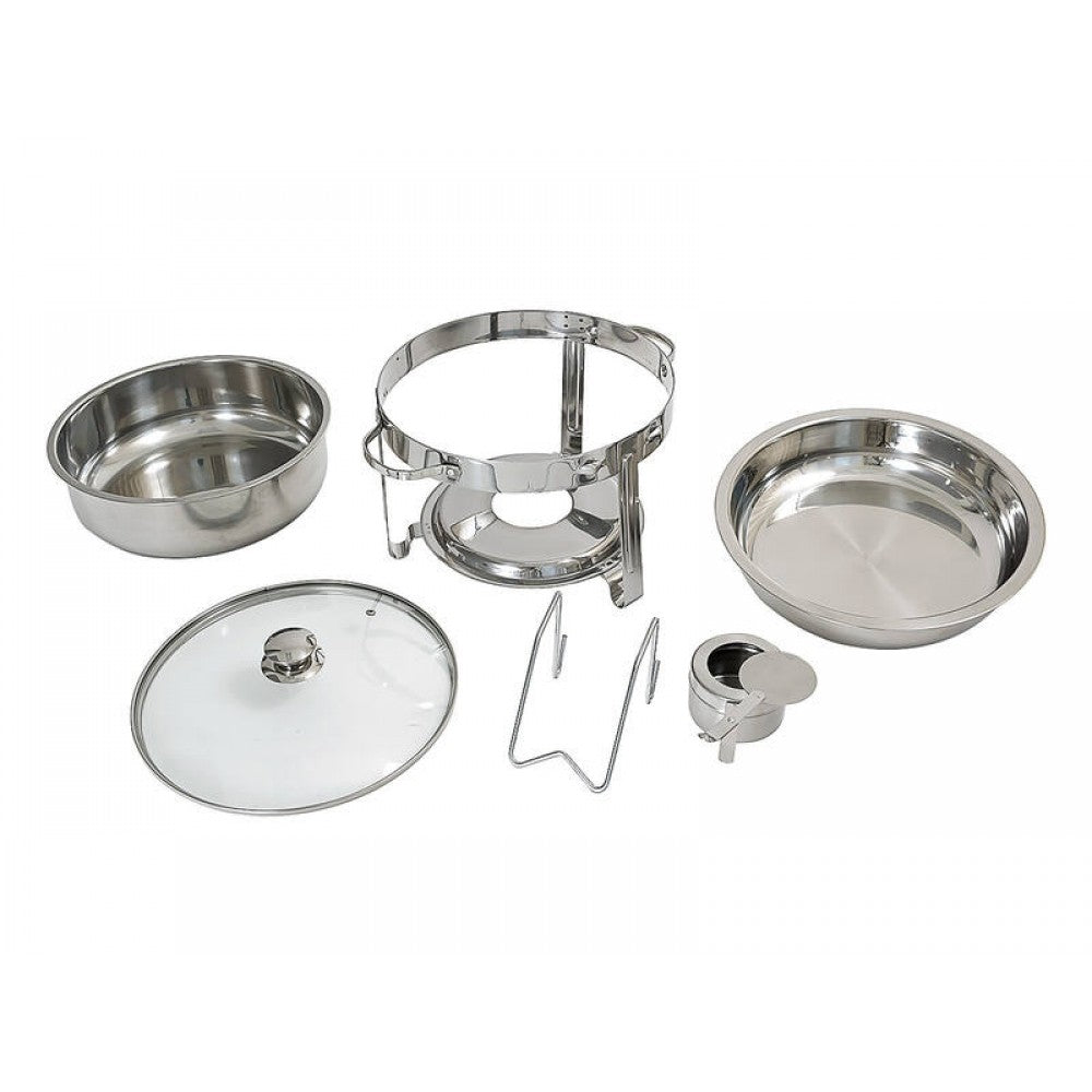 4L Chafing Dish Food Warmer + Glass Lid | Commercial Stainless Steel Bain Marie