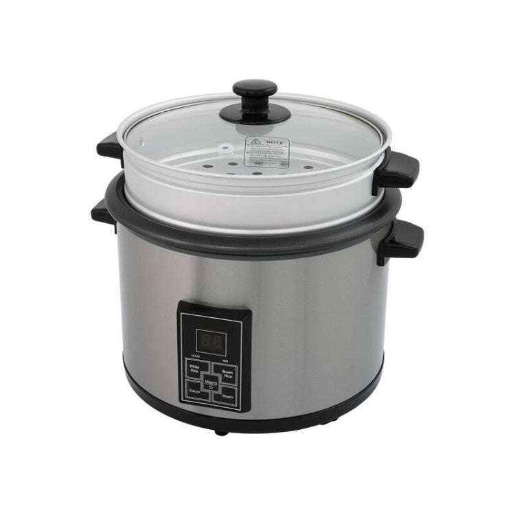 10 Cup Rice Steamer + Food Warmer | Stainless Steel Pot Steamers + Warmers