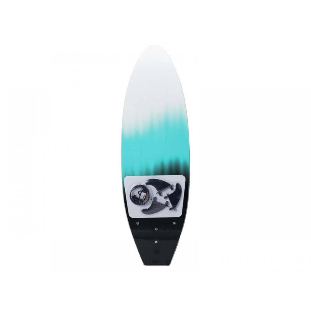 Kids Surfboard 165cm with EPS And Bamboo Core - Black / Turquoise / White