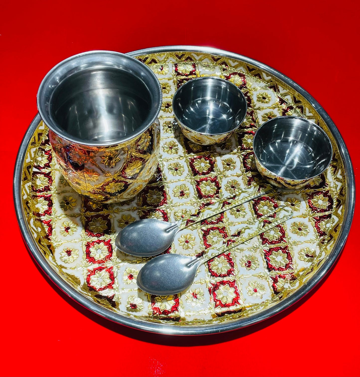Meenakari Pooja Thali Set 6Pcs