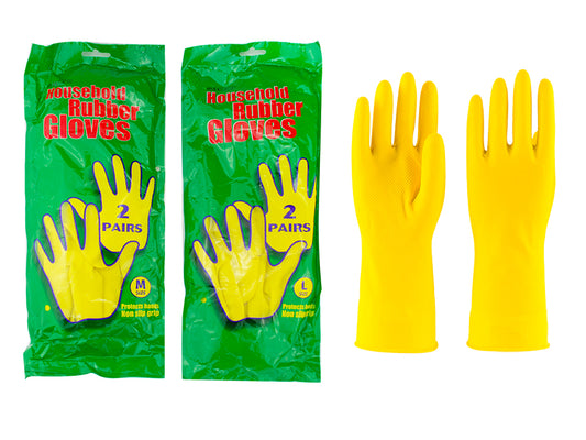 Maxcare Yellow Rubber Gloves 2 pairs – 030144