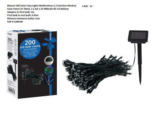 Maxcel 200 Solar Fairy Lights Multicolours SAP5286568 – 050533