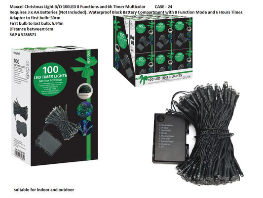 Maxcel Christmas Light B/O 100LED 8 Functions and 6h Timer Multicolor SAP5286571 – 050582