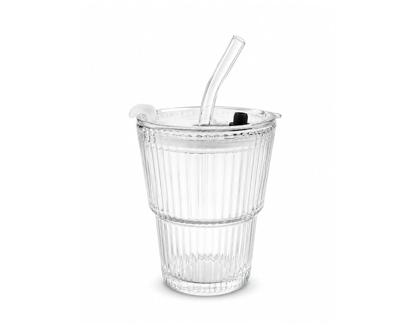Max Brand Soda Lime Glass Mug with Lid & Straw 600ml – 070222