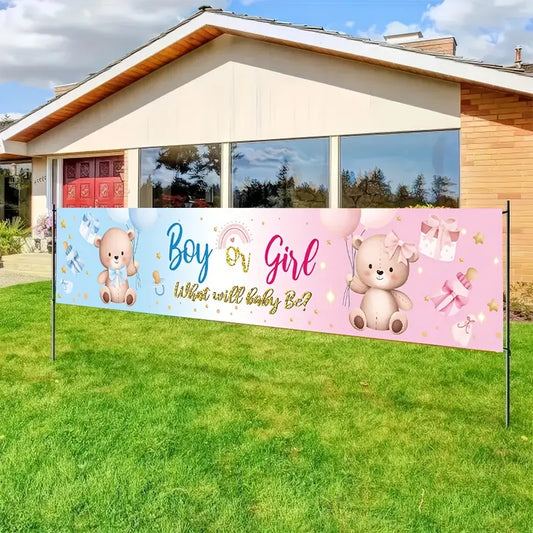 Gender Reveal Party Baby Shower Decorations Yard Banner
