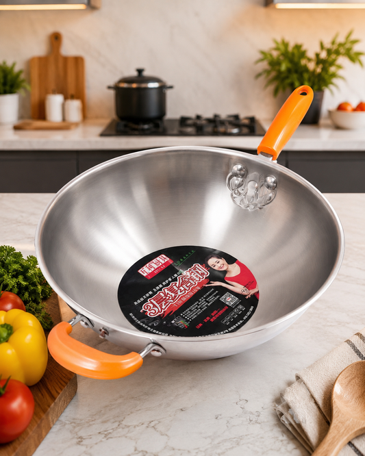 Stainless Steel Wok - With Handle