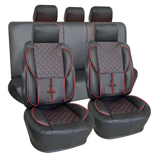 Leather Car Seat Covers - BLACK&RED STRIPES