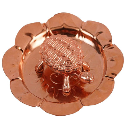 De-Ultimate Kachua Yantra Vaastu/fengshui Copper Tortoise-Turtle with Metal Plate Copper (2 Pieces, Copper)