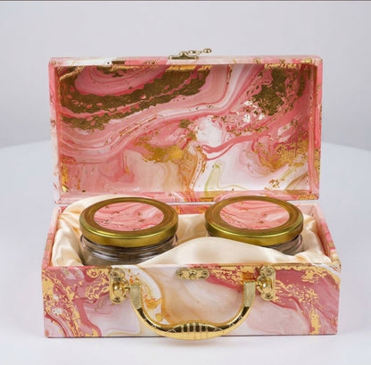 Dry Fruit Gift Box with 2 Designer Glass Jars