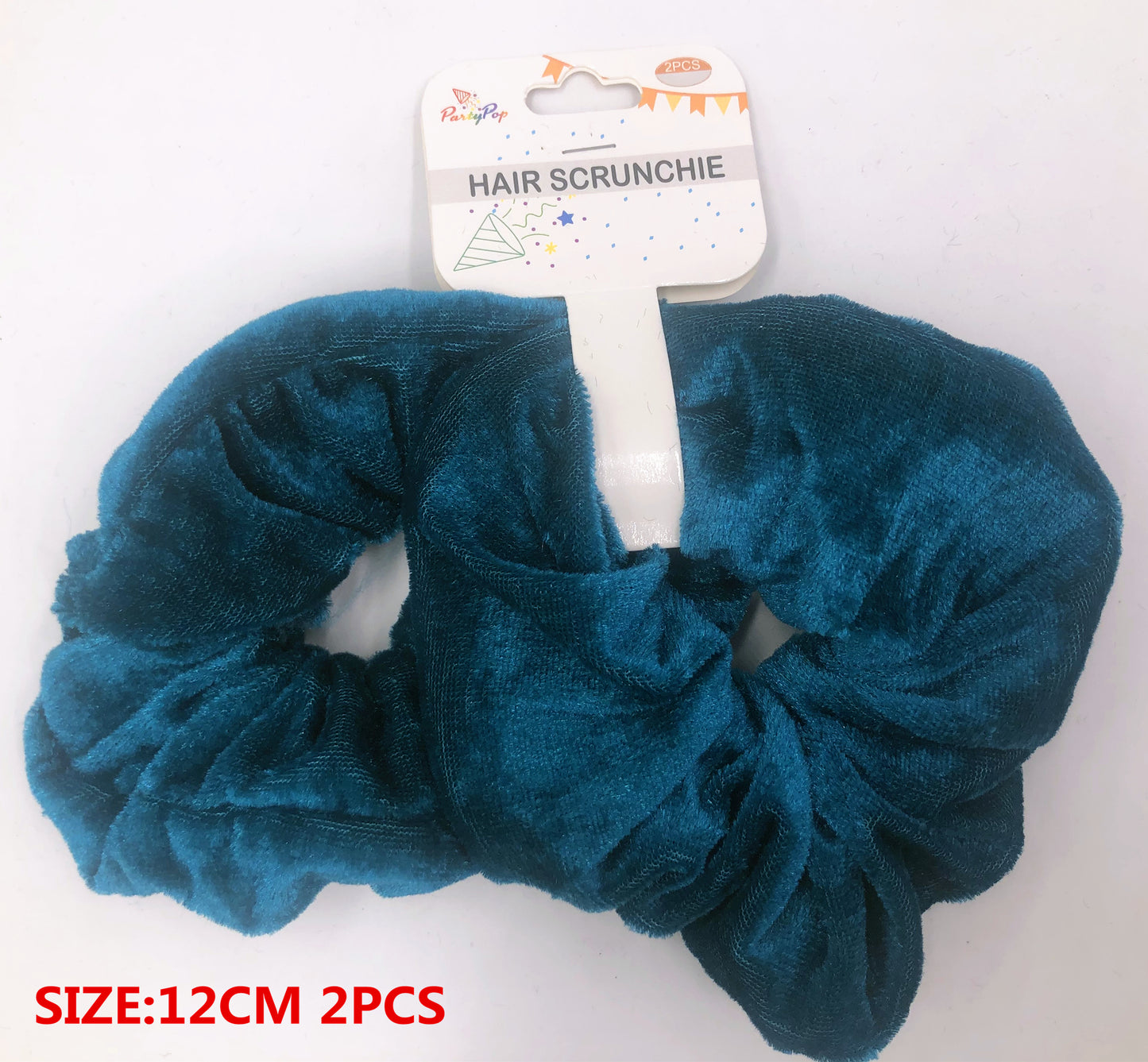 HAIR SCRUNCHIE VELVET, 12cm, 2pcs, GREEN