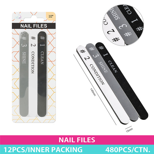 NAIL FILES 14.5*1.5*0.4CM 3PC SET