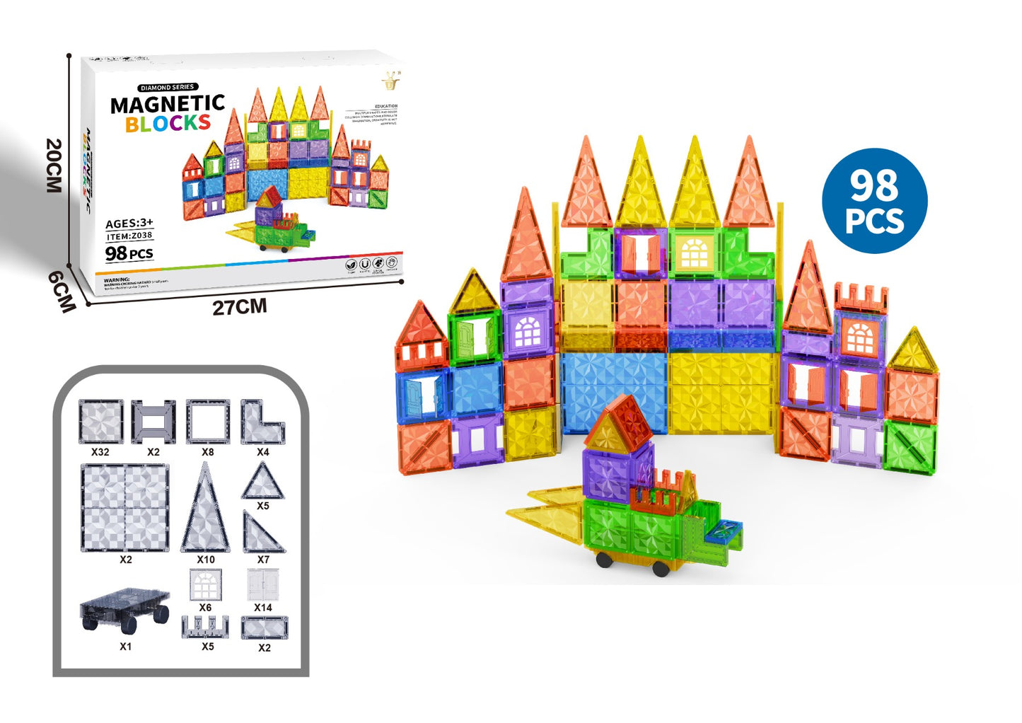 MAGNETIC BLOCKS 98 PCS