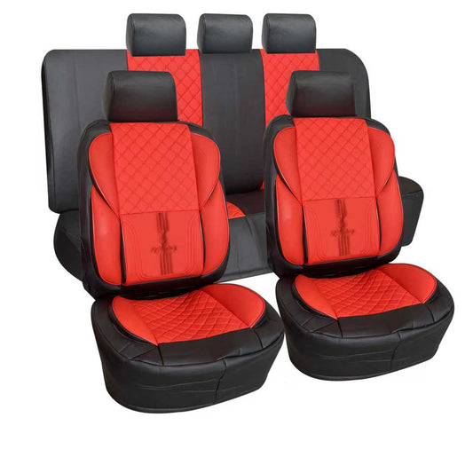 Leather Car Seat Covers - RED & BLACK