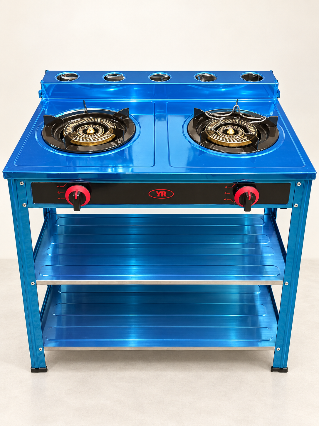 Stainless Steel Free Standing 2 Burner Gas Stove With Shelf