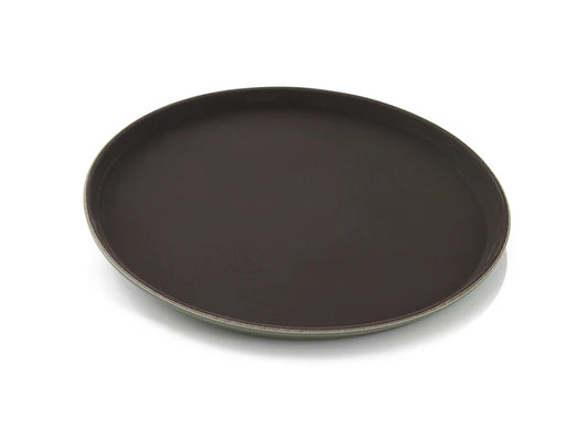 Non Slip Bar Service Tray 14" Round - Brown