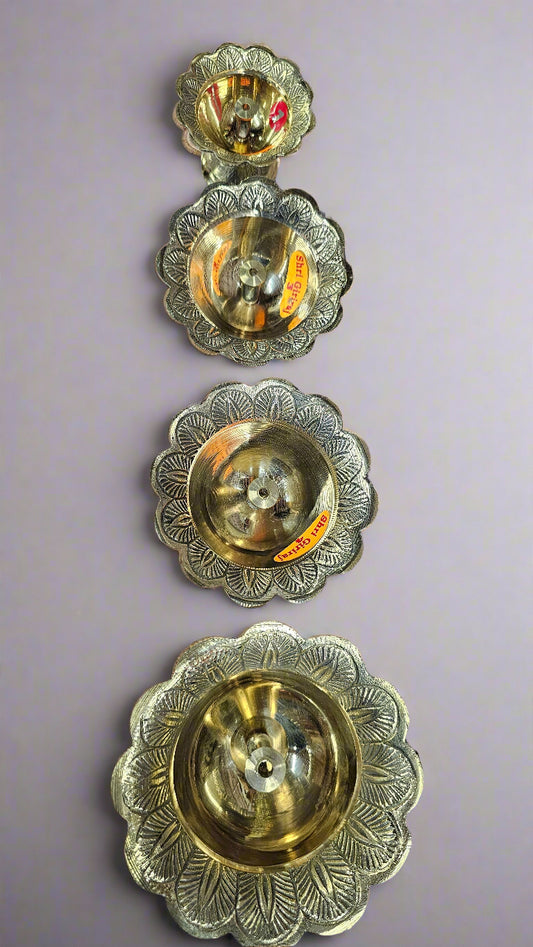Akhand Jyot/ Brass Diya/ Brass Oil Lamp- Lotus Shape