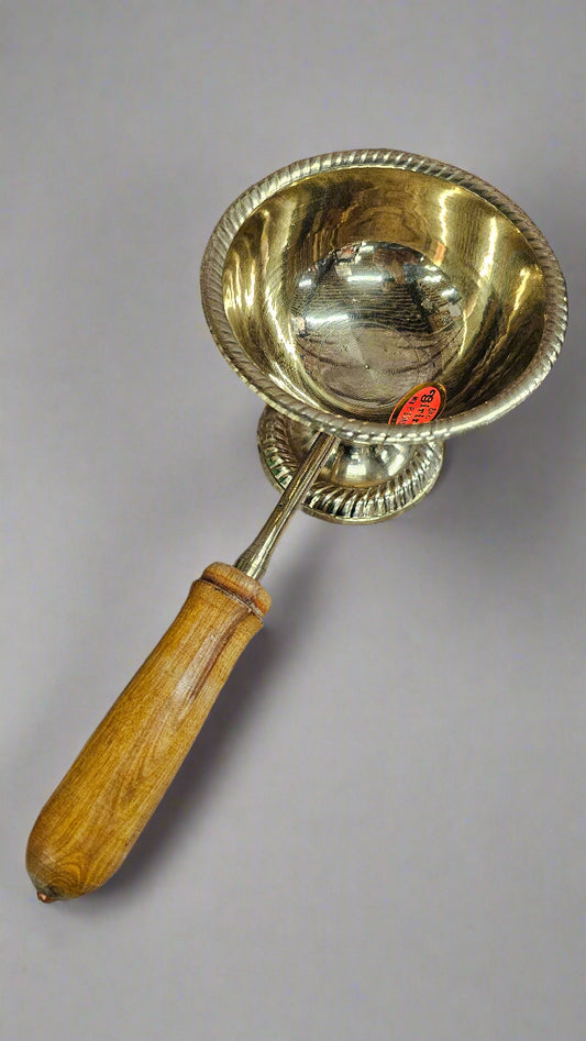Brass Diya With Wooden Handle