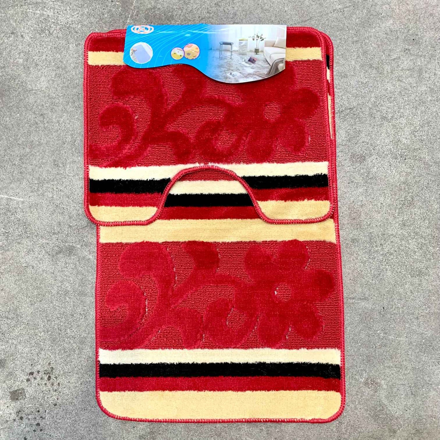 Bathroom Mat (Red, 2pcs)