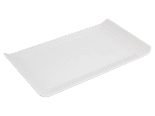 Melamine Plate Rectangle Platter with Curved Edges White 40cm / 16"