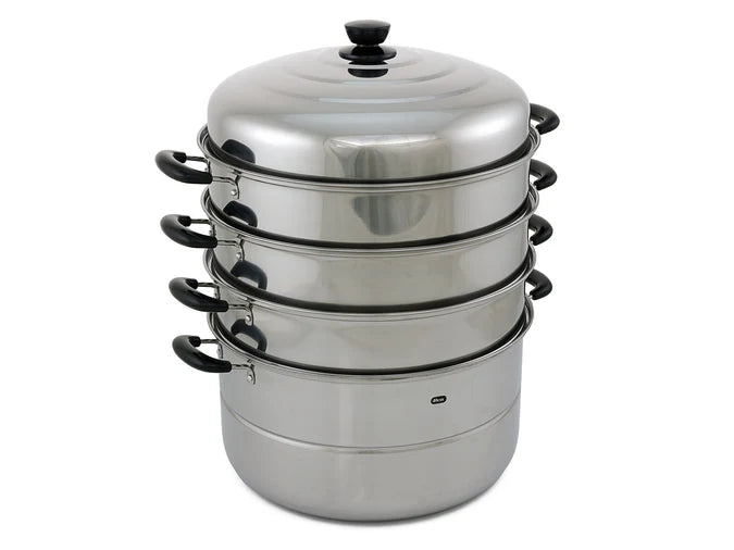 40cm Steamer Pot 3 Layer + Lid | Stainless Steel Commercial Kitchen Steamers