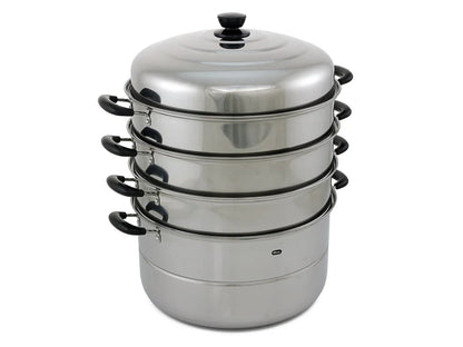 40cm Steamer Pot 3 Layer + Lid | Stainless Steel Commercial Kitchen Steamers