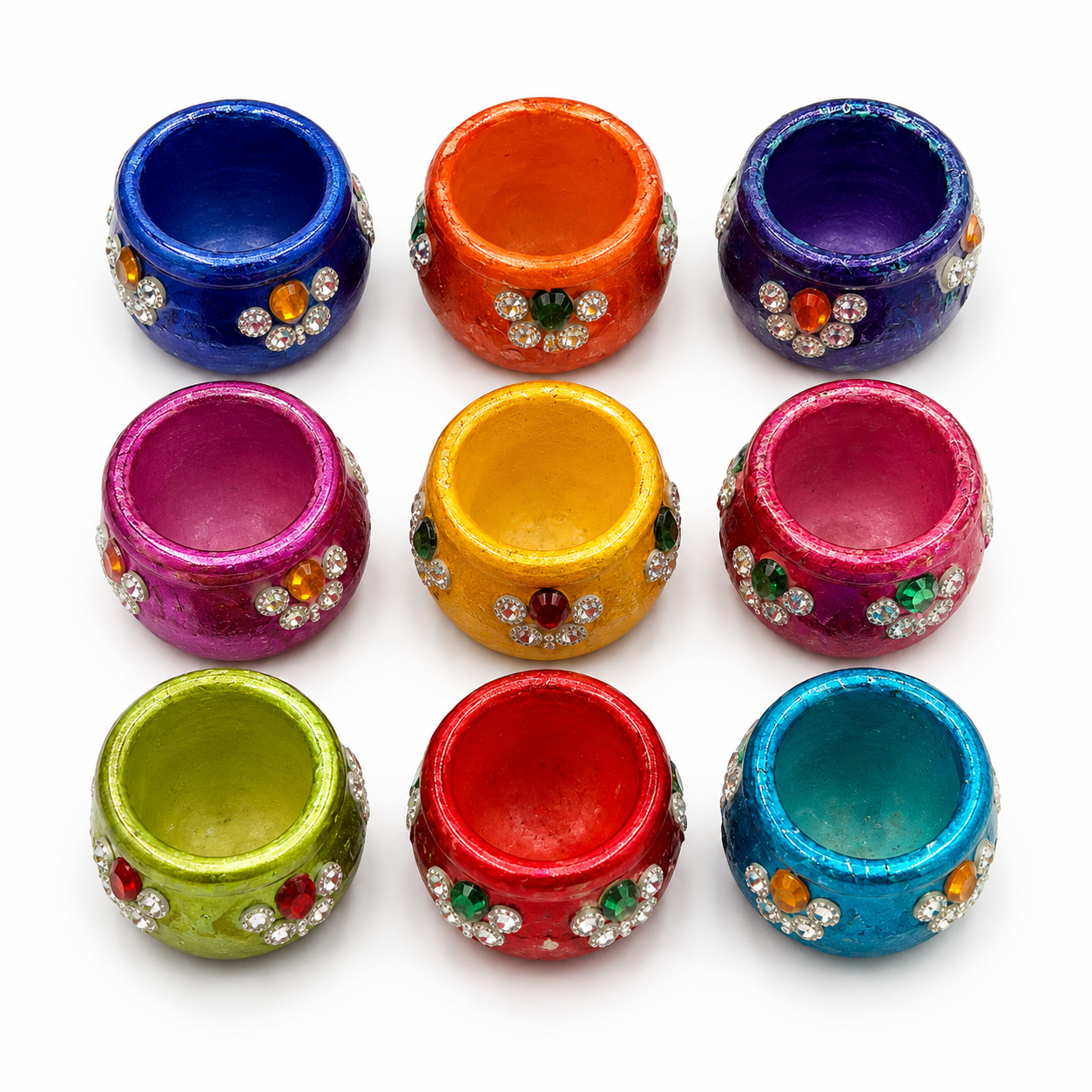 Set of 9 decorative diya holders