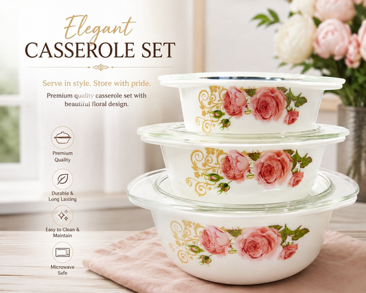 3 Pcs Casserole Set With Lids