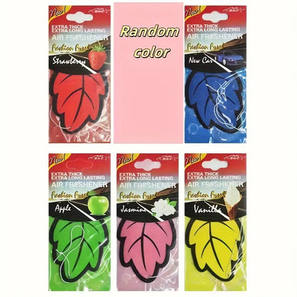 24pcs Natural Tea Paper Car Air Freshener Hanging Leaf-Shaped Scent Strips - 6 Fragrancesg-Lasting Odor Neutralizer for Car Interior, Christmas Gift, Car Perfume