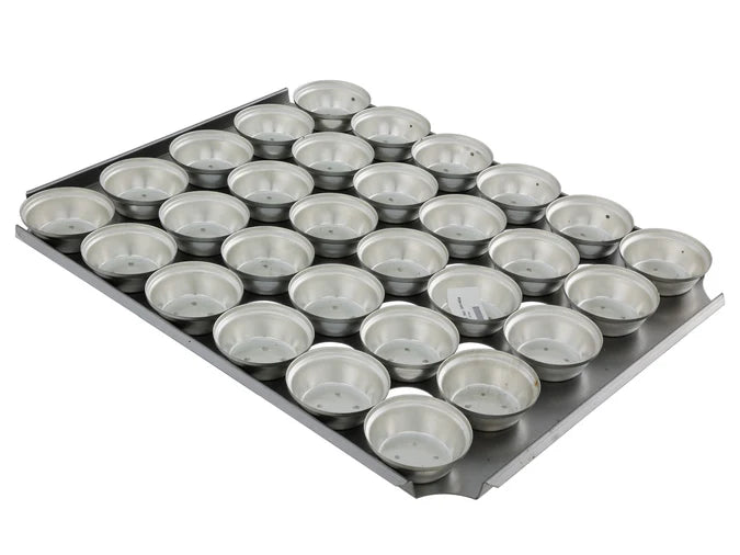 18" Pie Baking Tray - 30x Round 7cm x 2cm Deep Mini Savoury Pies SS Self Cutting)