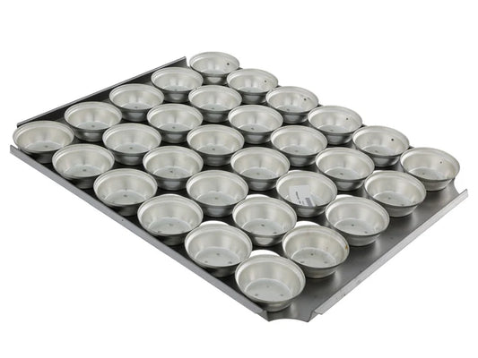 18" Pie Baking Tray - 30x Round 7cm x 2cm Deep Mini Savoury Pies SS Self Cutting)
