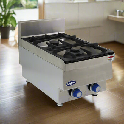 2 Burner Benchtop ULPG Gas Cooktop Stove - Stainless Steel