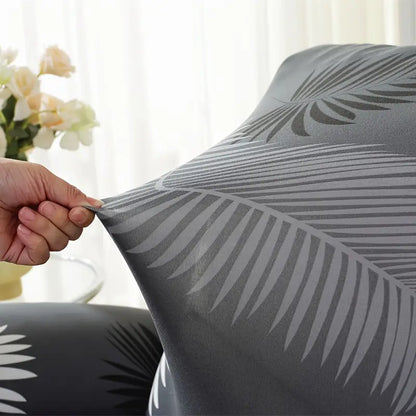 Contemporary 4PC Black and White Leaf Print Recliner Slipcovers