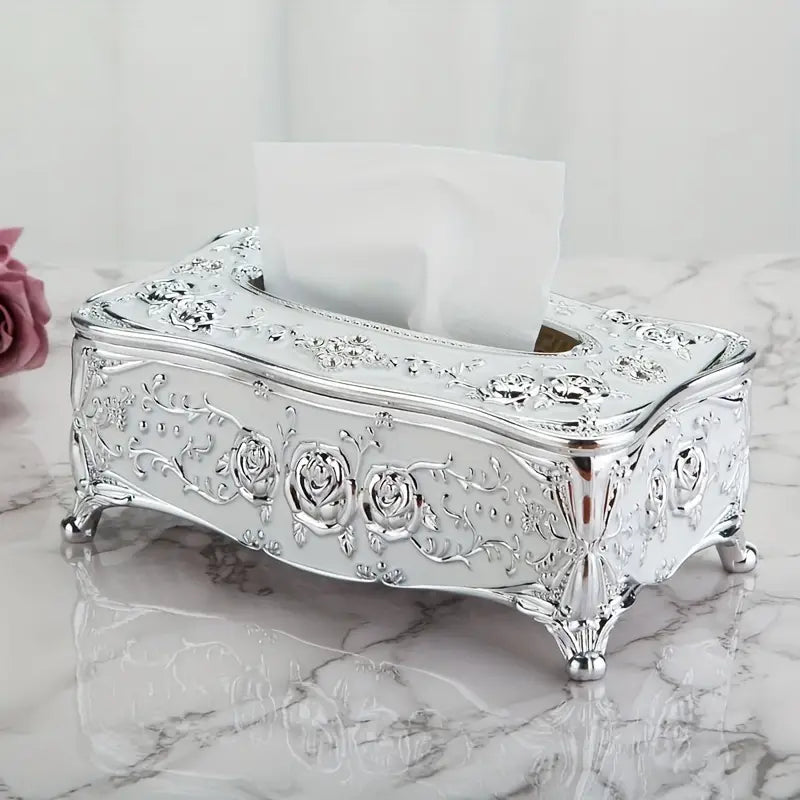 Pretty Tissue Box Rose Embossed Tissue Box, Luxurious Elegant Design Tissue Holders – Big ...