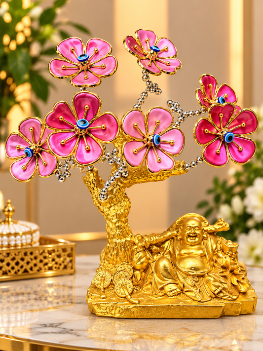 Evil Eye Tree -Pink Laughing Buddha Evil Eye Flower Tree